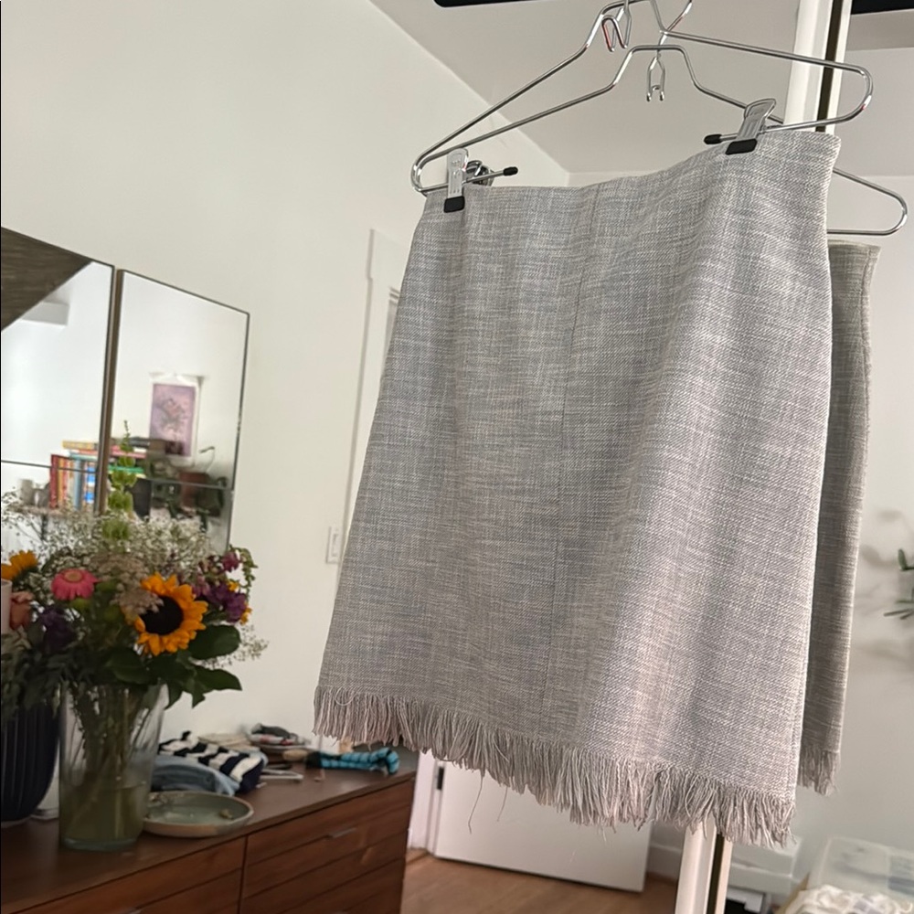 Rebecca Taylor Gray Fringe Mini Skirt